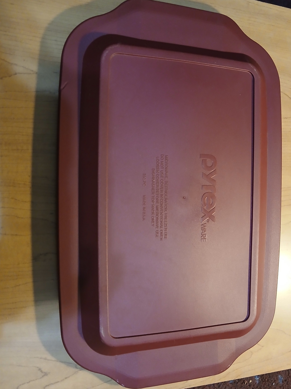 Pyrex Rectangular Replacement Lid  - Burgundy Tone Model 233-PC